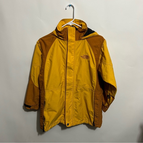 The North Face Boys Full Zip Outdoor Rain Windbreaker Jacket Hoodie Yellow L - Picture 1 of 10